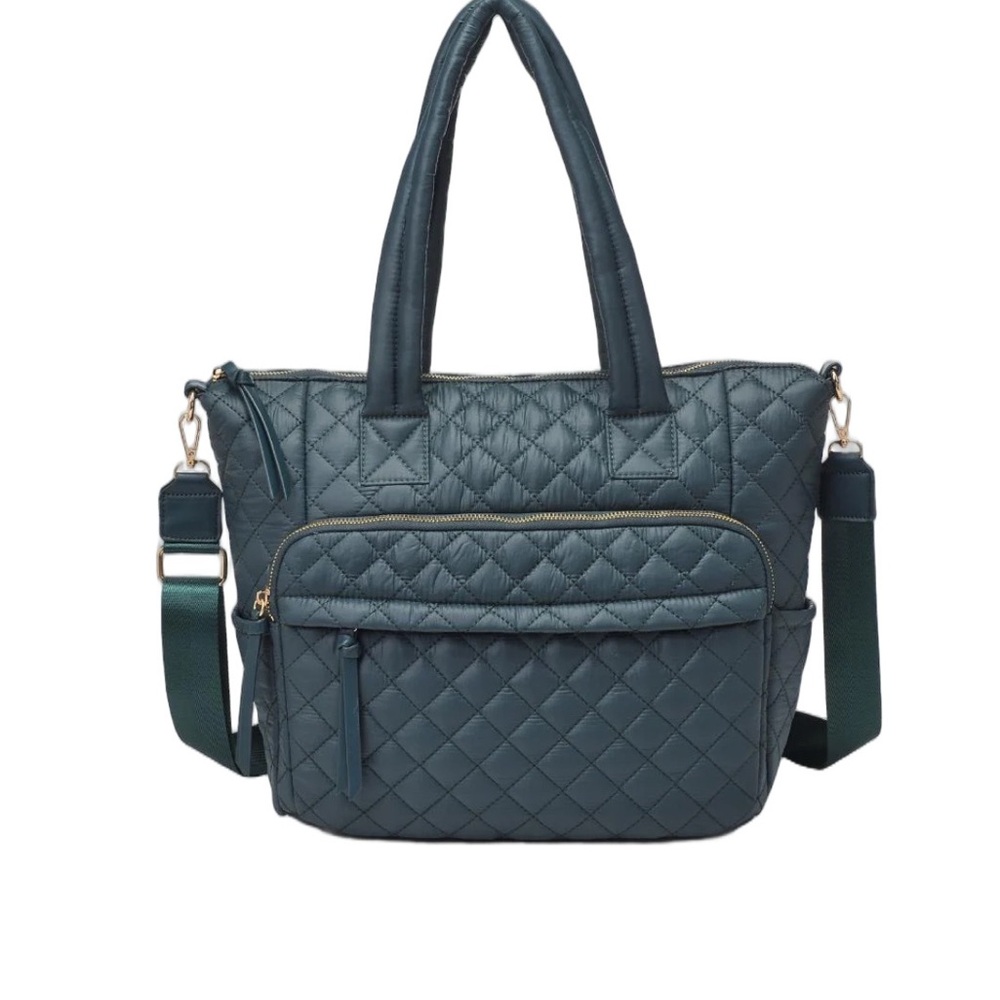 Falls Creek Quilted Nylon Bag Hunter Green -NWT- Sz 6”D x 12”Tx 15”W- Strap 9.5” - Picture 5 of 13